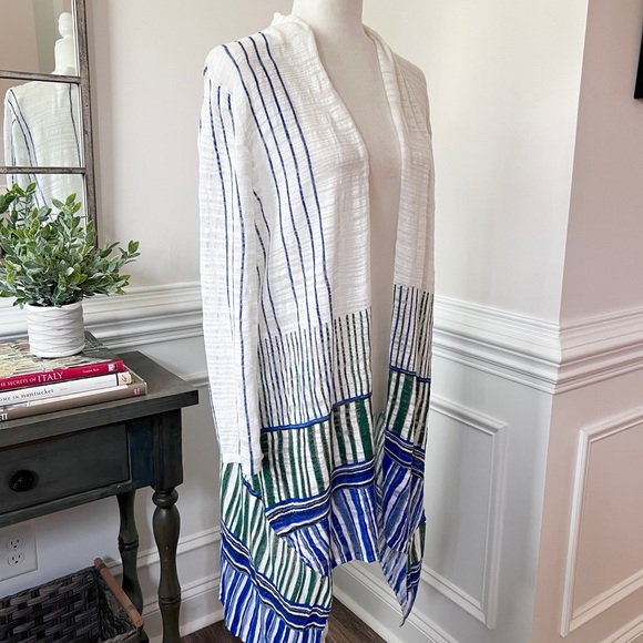 NIC + ZOE Lightweight Linen Blend Open Front Boho Duster Size L - Picture 3 of 13